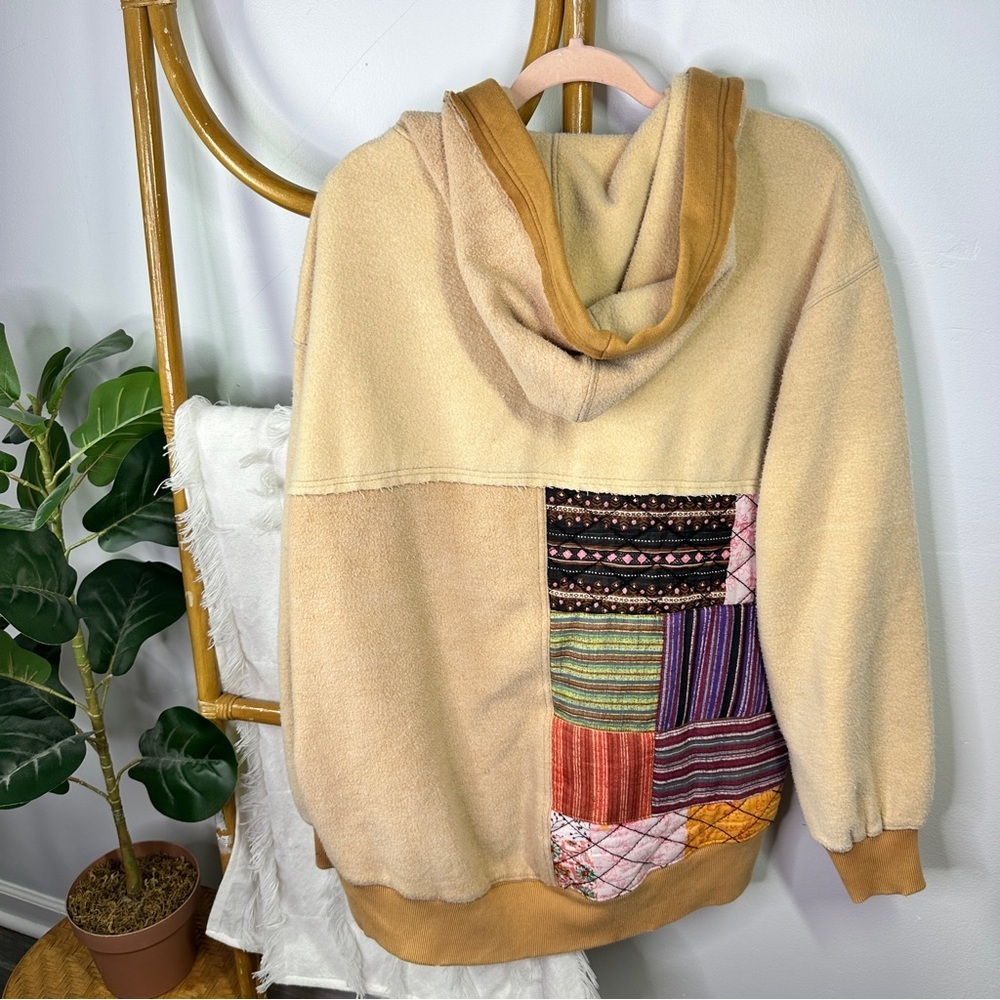 Free People Orange Quilted Patchwork Jacket sz S - Picture 6 of 9